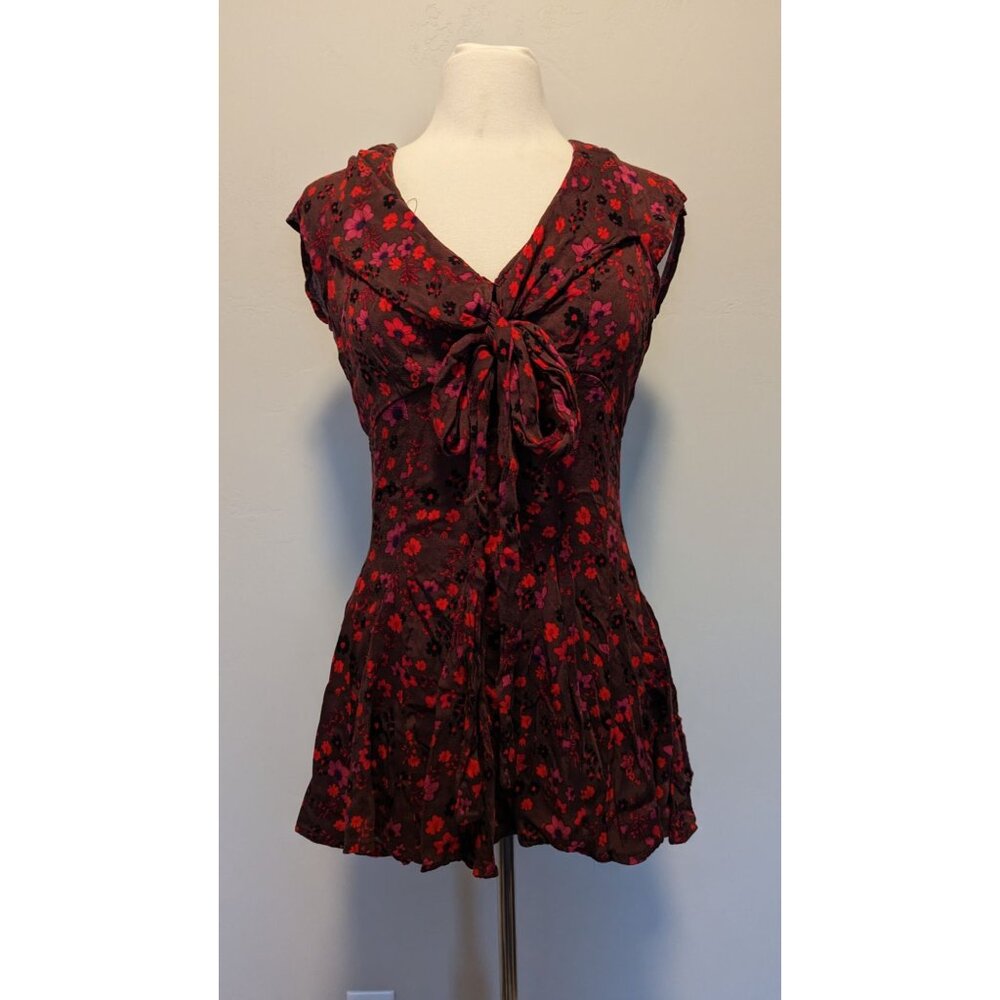 Free People Vintage Inspired Floral Open Back Tie-Front Dress Medium